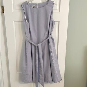 Anne Klein Blue Seersucker Dress